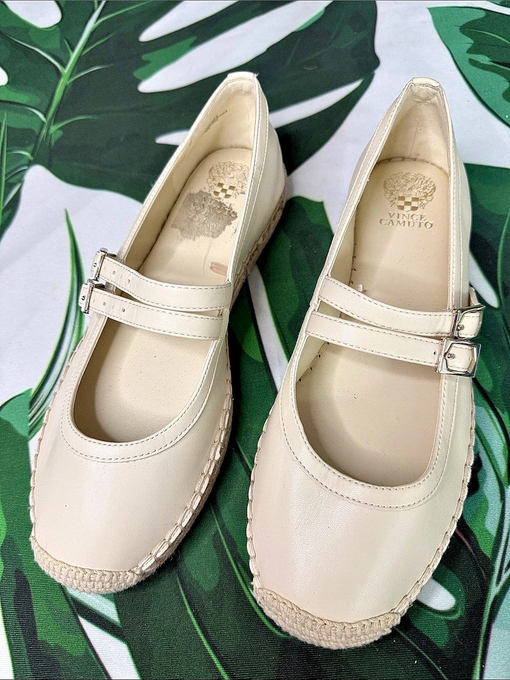 Vince Camuto Lianee Espadrille Mary Jane Flat Flats Cream